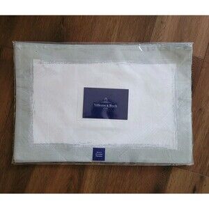 Villeroy & Boch Placemats Linen Cotton 4 pc White Silver 14 x 20 NEW